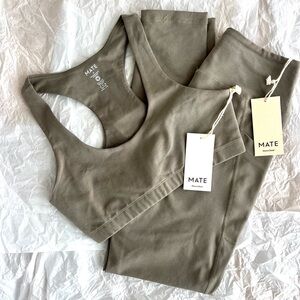 Mate the Label Activewear Set Organic Stretch Pocket Legging & Sports Bra Pebble